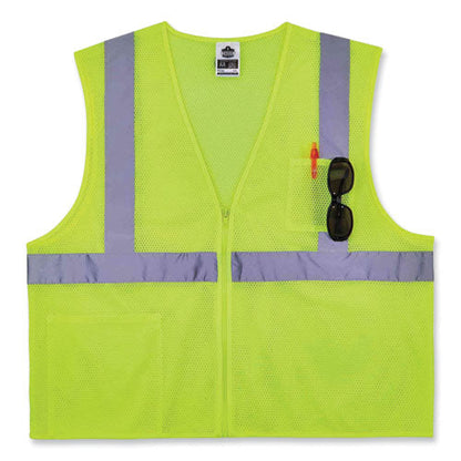 Glowear 8256z Class 2 Self-extinguishing Zipper Vest, Polyester, Large/x-large, Lime, Ships In 1-3 Business Days