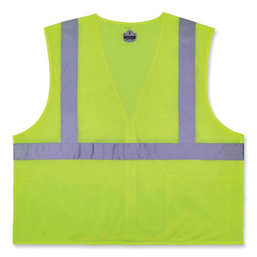 Glowear 8256z Class 2 Self-extinguishing Zipper Vest, Polyester, Large/x-large, Lime, Ships In 1-3 Business Days