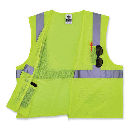 Glowear 8256z Class 2 Self-extinguishing Zipper Vest, Polyester, Large/x-large, Lime, Ships In 1-3 Business Days