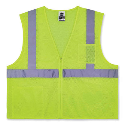 Glowear 8256z Class 2 Self-extinguishing Zipper Vest, Polyester, 4x-large/5x-large, Lime, Ships In 1-3 Business Days