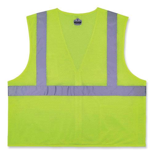 Glowear 8256z Class 2 Self-extinguishing Zipper Vest, Polyester, 4x-large/5x-large, Lime, Ships In 1-3 Business Days