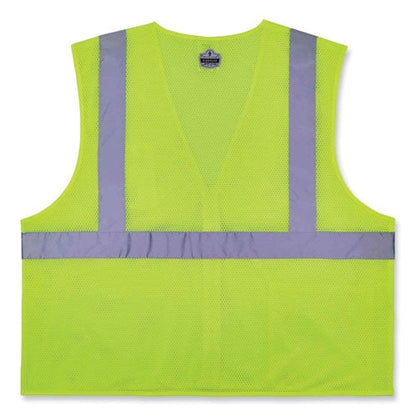 Glowear 8256z Class 2 Self-extinguishing Zipper Vest, Polyester, 4x-large/5x-large, Lime, Ships In 1-3 Business Days