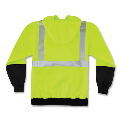 Glowear 8293 Hi-vis Class 2 Hooded Sweatshirt Black Bottom, Polar Fleece, Small, Lime, Ships In 1-3 Business Days