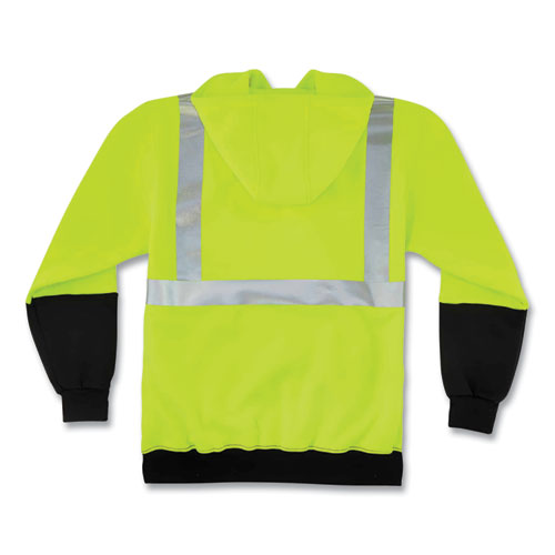 Glowear 8293 Hi-vis Class 2 Hooded Sweatshirt Black Bottom, Polar Fleece, Small, Lime, Ships In 1-3 Business Days