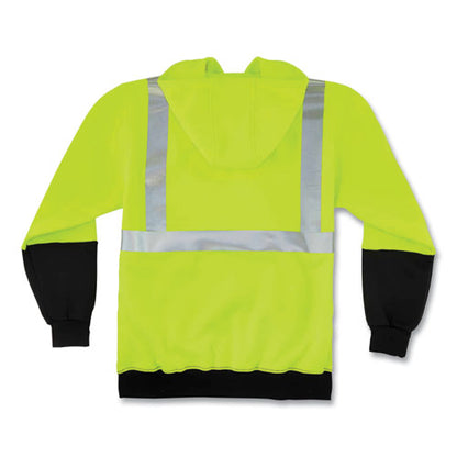 Glowear 8293 Hi-vis Class 2 Hooded Sweatshirt Black Bottom, Polar Fleece, Small, Lime, Ships In 1-3 Business Days