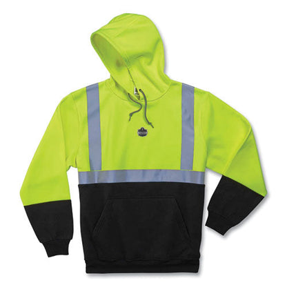 Glowear 8293 Hi-vis Class 2 Hooded Sweatshirt Black Bottom, Polar Fleece, Small, Lime, Ships In 1-3 Business Days