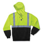 Glowear 8293 Hi-vis Class 2 Hooded Sweatshirt Black Bottom, Polar Fleece, Small, Lime, Ships In 1-3 Business Days
