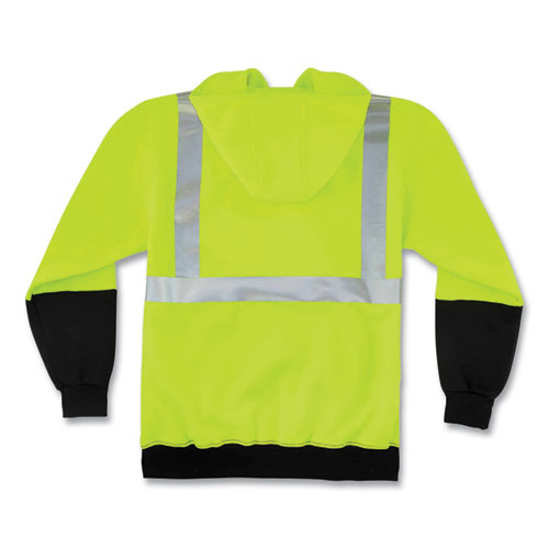 Glowear 8293 Hi-vis Class 2 Hooded Sweatshirt Black Bottom, Polar Fleece, Small, Lime, Ships In 1-3 Business Days