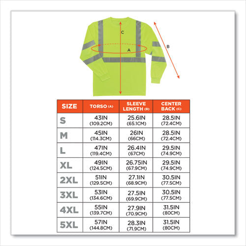 Glowear 8391 Class 3 Hi-vis Long Sleeve Shirt, Polyester, Lime, Small, Ships In 1-3 Business Days