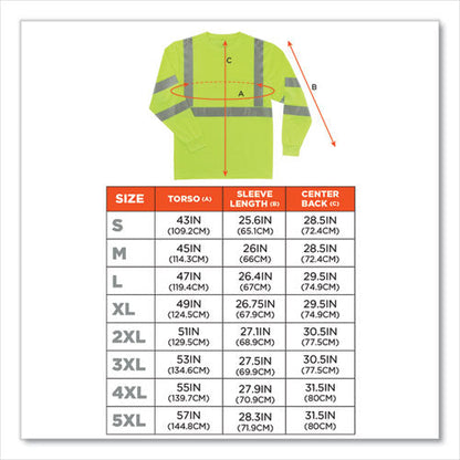 Glowear 8391 Class 3 Hi-vis Long Sleeve Shirt, Polyester, Lime, Small, Ships In 1-3 Business Days