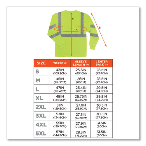 Glowear 8391 Class 3 Hi-vis Long Sleeve Shirt, Polyester, Lime, Medium, Ships In 1-3 Business Days