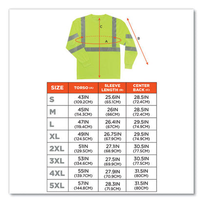 Glowear 8391 Class 3 Hi-vis Long Sleeve Shirt, Polyester, Lime, Large, Ships In 1-3 Business Days