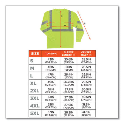 Glowear 8391 Class 3 Hi-vis Long Sleeve Shirt, Polyester, Lime, X-large, Ships In 1-3 Business Days