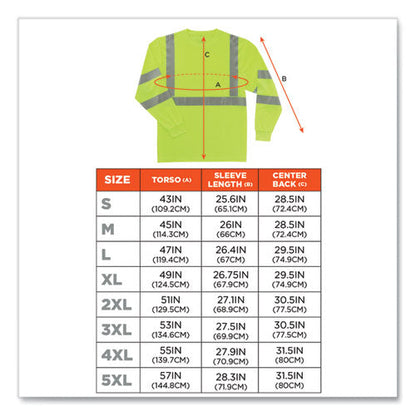 Glowear 8391 Class 3 Hi-vis Long Sleeve Shirt, Polyester, Lime, 3x-large, Ships In 1-3 Business Days