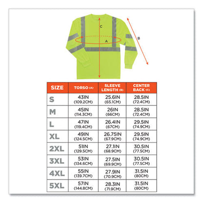 Glowear 8391 Class 3 Hi-vis Long Sleeve Shirt, Polyester, Lime, 4x-large, Ships In 1-3 Business Days