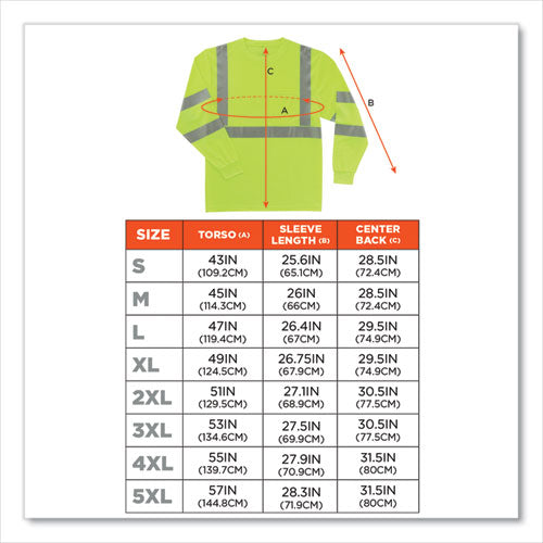 Glowear 8391 Class 3 Hi-vis Long Sleeve Shirt, Polyester, Lime, 5x-large, Ships In 1-3 Business Days