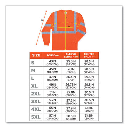 Glowear 8391 Class 3 Hi-vis Long Sleeve Shirt, Polyester, Orange, Small, Ships In 1-3 Business Days