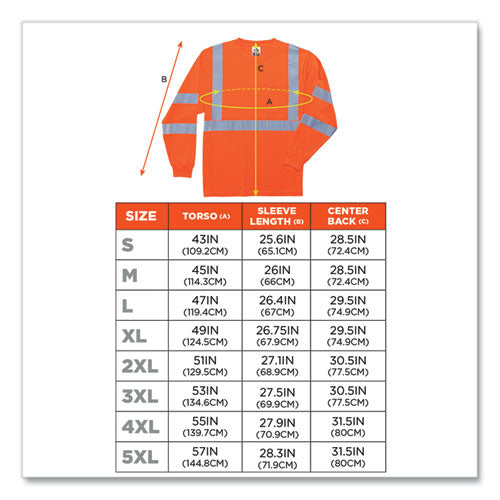 Glowear 8391 Class 3 Hi-vis Long Sleeve Shirt, Polyester, Orange, Large, Ships In 1-3 Business Days