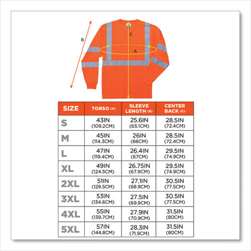Glowear 8391 Class 3 Hi-vis Long Sleeve Shirt, Polyester, Orange, 3x-large, Ships In 1-3 Business Days