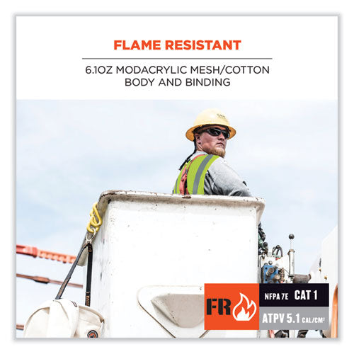 Glowear 8263frhl Class 2 Fr Safety Economy Hook/loop Vest, Modacrylic Mesh/cotton, 4xl/5xl, Lime, Ships In 1-3 Business Days