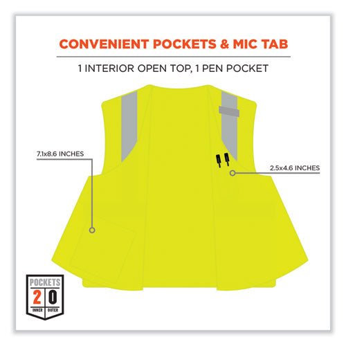 Glowear 8263frhl Class 2 Fr Safety Economy Hook/loop Vest, Modacrylic Mesh/cotton, 4xl/5xl, Lime, Ships In 1-3 Business Days