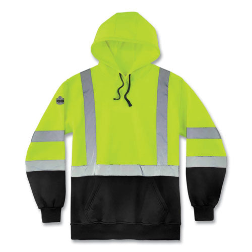 Glowear 8373 Hi-vis Class 3 Hooded With Sweatshirt Black Bottom, Polar Fleece, Lime, Medium, Ships In 1-3 Business Days