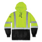 Glowear 8373 Hi-vis Class 3 Hooded With Sweatshirt Black Bottom, Polar Fleece, Lime, Medium, Ships In 1-3 Business Days
