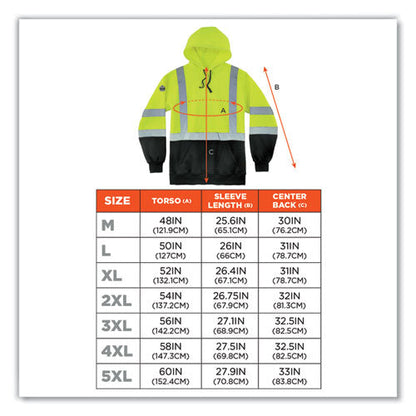 Glowear 8373 Hi-vis Class 3 Hooded With Sweatshirt Black Bottom, Polar Fleece, Lime, Medium, Ships In 1-3 Business Days