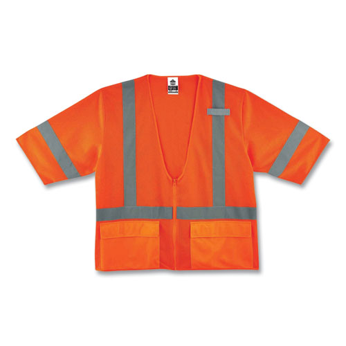 Glowear 8320z Class 3 Standard Zipper Vest, Polyester, Small/medium, Orange, Ships In 1-3 Business Days