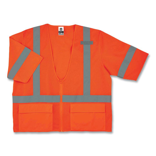 Glowear 8320z Class 3 Standard Zipper Vest, Polyester, 2x-large/3x-large, Orange, Ships In 1-3 Business Days