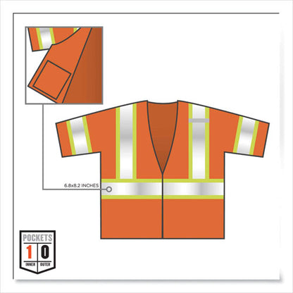 Glowear 8330z Class 3 Two-tone Zipper Vest, Polyester, 2x-large/3x-large, Orange, Ships In 1-3 Business Days
