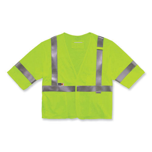 Glowear 8356frhl Class 3 Fr Hook And Loop Safety Vest With Sleeves, Modacrylic, Large/xl, Lime, Ships In 1-3 Business Days