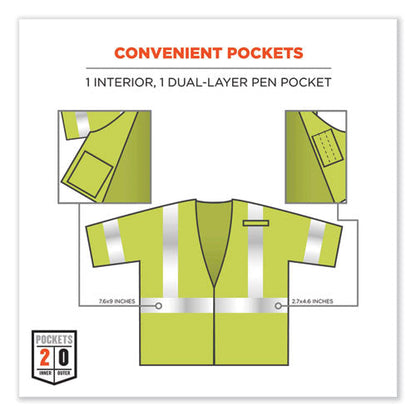 Glowear 8356frhl Class 3 Fr Hook And Loop Safety Vest With Sleeves, Modacrylic, Large/xl, Lime, Ships In 1-3 Business Days
