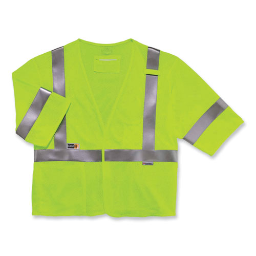 Glowear 8356frhl Class 3 Fr Hook And Loop Safety Vest With Sleeves, Modacrylic. 2xl/3xl, Lime, Ships In 1-3 Business Days