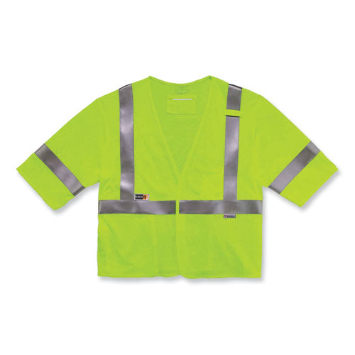 Glowear 8356frhl Class 3 Fr Hook And Loop Safety Vest With Sleeves, Modacrylic, 4xl/5xl, Lime, Ships In 1-3 Business Days