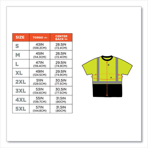 Glowear 8289bk Class 2 Hi-vis T-shirt With Black Bottom, Small, Lime, Ships In 1-3 Business Days