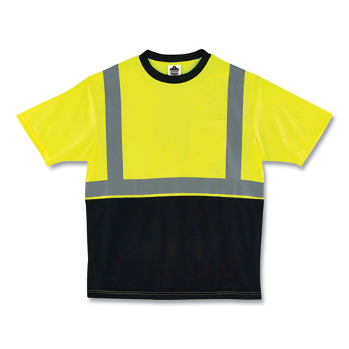 Glowear 8289bk Class 2 Hi-vis T-shirt With Black Bottom, 3x-large, Lime, Ships In 1-3 Business Days