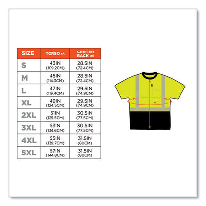 Glowear 8280bk Class 2 Performance T-shirt With Black Bottom, Polyester, Medium, Lime, Ships In 1-3 Business Days