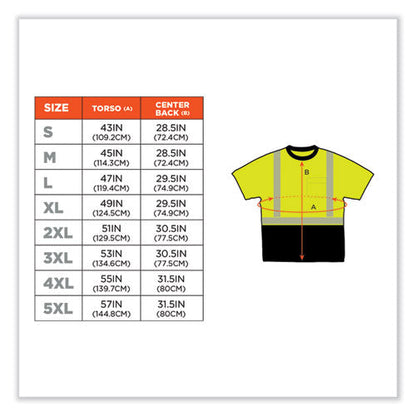 Glowear 8280bk Class 2 Performance T-shirt With Black Bottom, Polyester, 4x-large, Lime, Ships In 1-3 Business Days