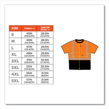 Glowear 8280bk Class 2 Performance T-shirt With Black Bottom, Polyester, Medium, Orange, Ships In 1-3 Business Days