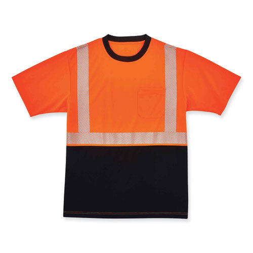 Glowear 8280bk Class 2 Performance T-shirt With Black Bottom, Polyester, Large, Orange, Ships In 1-3 Business Days