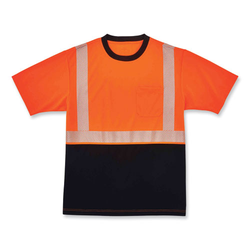 Glowear 8280bk Class 2 Performance T-shirt With Black Bottom, Polyester, 2x-large, Orange, Ships In 1-3 Business Days