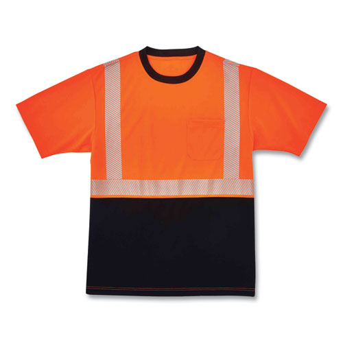 Glowear 8280bk Class 2 Performance T-shirt With Black Bottom, Polyester, 3x-large, Orange, Ships In 1-3 Business Days