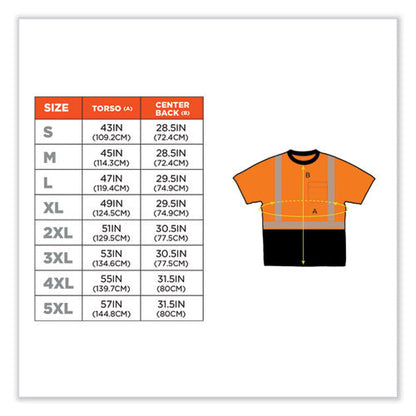 Glowear 8280bk Class 2 Performance T-shirt With Black Bottom, Polyester, 3x-large, Orange, Ships In 1-3 Business Days