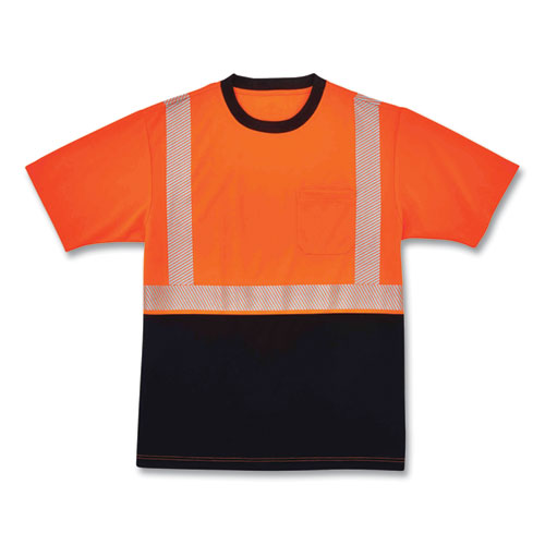 Glowear 8280bk Class 2 Performance T-shirt With Black Bottom, Polyester, 4x-large, Orange, Ships In 1-3 Business Days