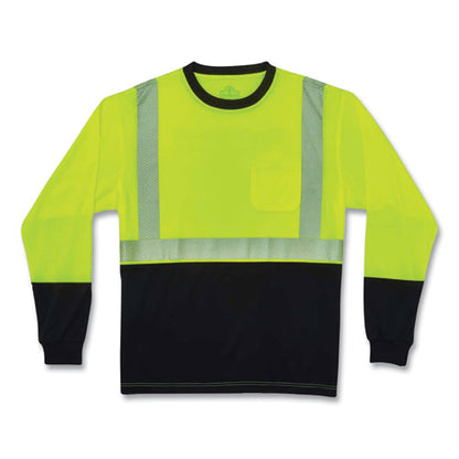 Glowear 8281bk Class 2 Long Sleeve Shirt With Black Bottom, Polyester, 5x-large, Lime, Ships In 1-3 Business Days