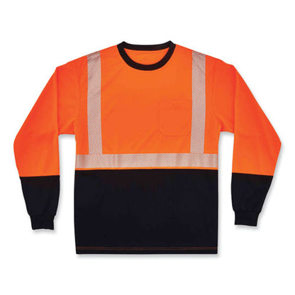 Glowear 8281bk Class 2 Long Sleeve Shirt With Black Bottom, Polyester, Medium, Orange, Ships In 1-3 Business Days