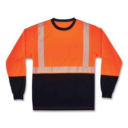 Glowear 8281bk Class 2 Long Sleeve Shirt With Black Bottom, Polyester, Large, Orange, Ships In 1-3 Business Days
