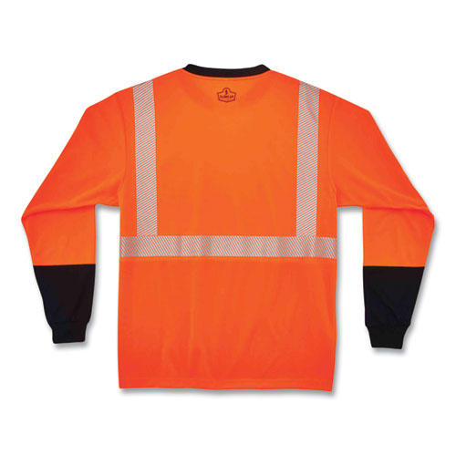 Glowear 8281bk Class 2 Long Sleeve Shirt With Black Bottom, Polyester, Large, Orange, Ships In 1-3 Business Days