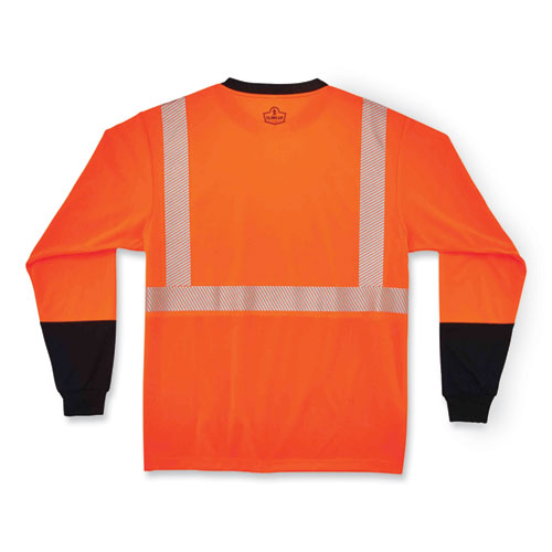 Glowear 8281bk Class 2 Long Sleeve Shirt With Black Bottom, Polyester, X-large, Orange, Ships In 1-3 Business Days